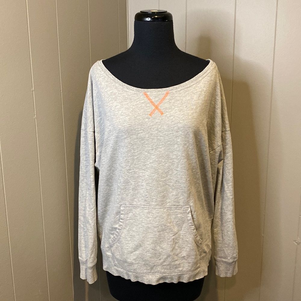 C9 by Champion Women’s Large Wide Neck Long Sleeve T Shirt Stomach Pocket